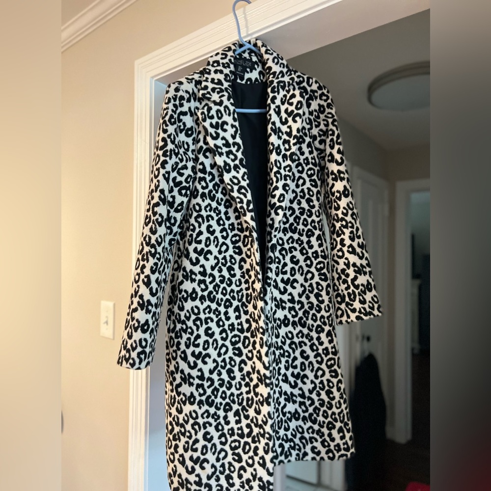 Leopard Cheetah Black and White Jacket Pea Coat